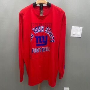 Majestic New York Giants Long Sleeve Graphic T-Shirt Red Mens 2XL NFL Football